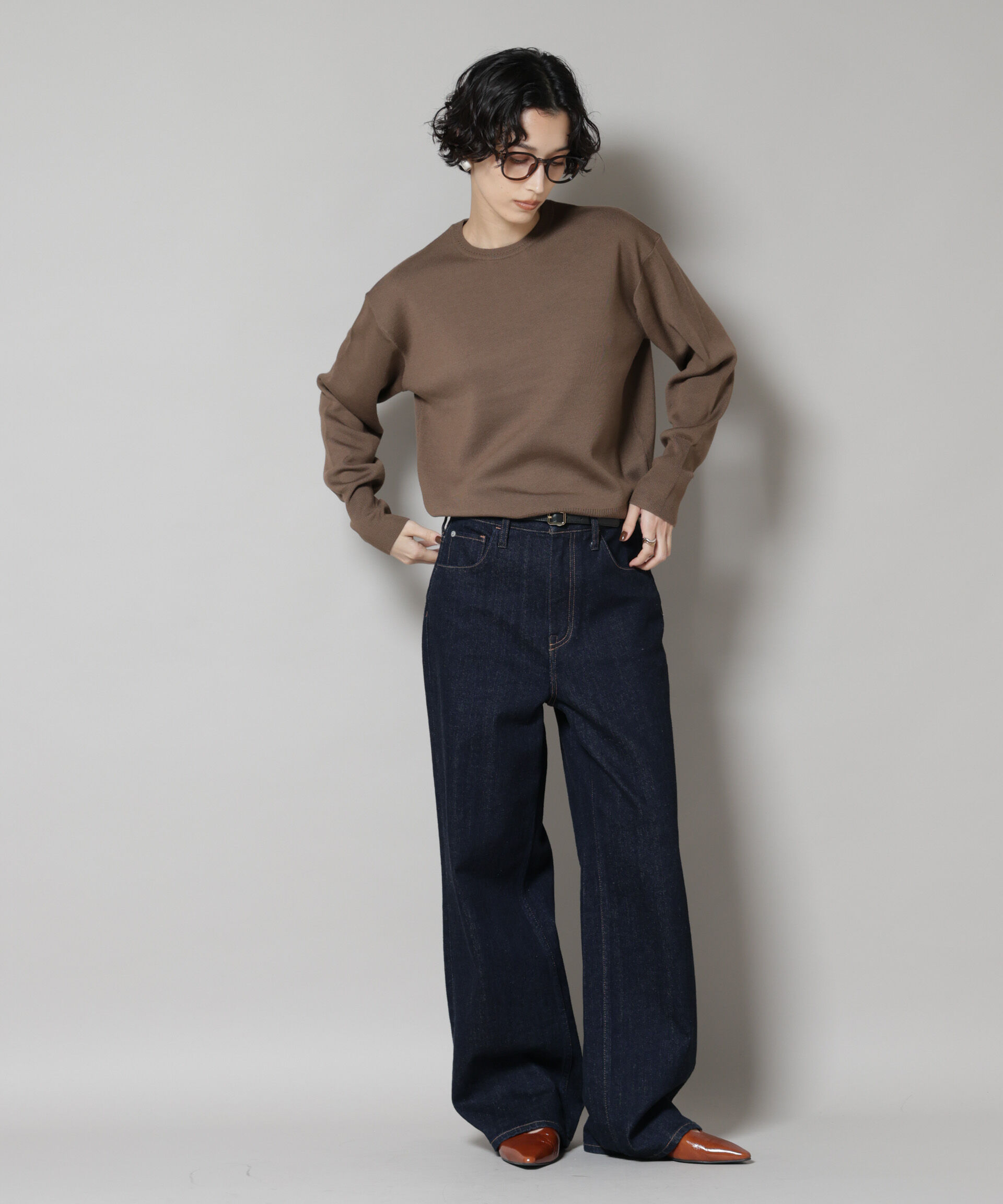 nano･universe「毛玉レスニットスムースクルーネックプルオーバー」|ニット・セーター|