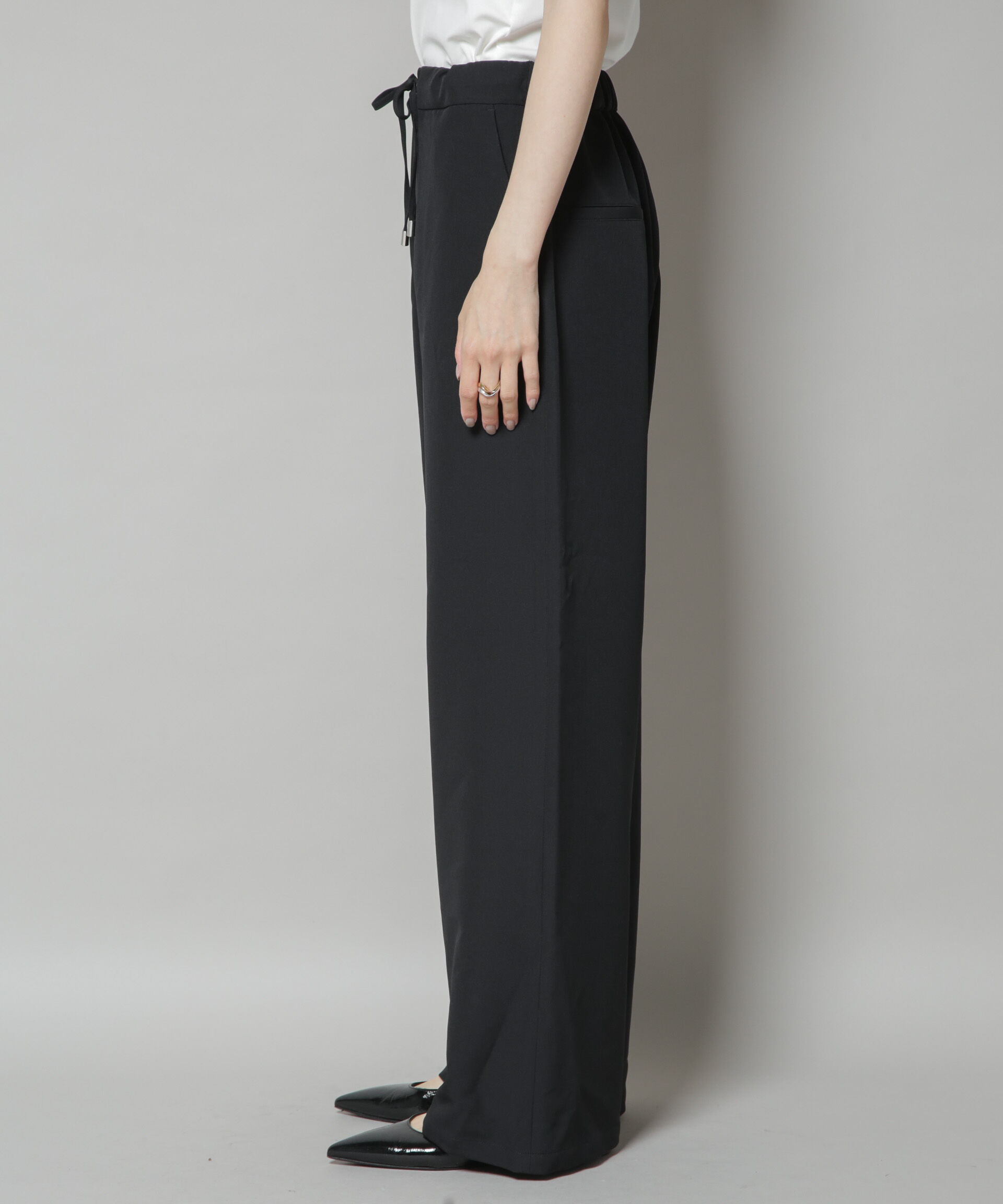 nano･universe「ウェストドロストワイドストレートパンツ」|チノ|
