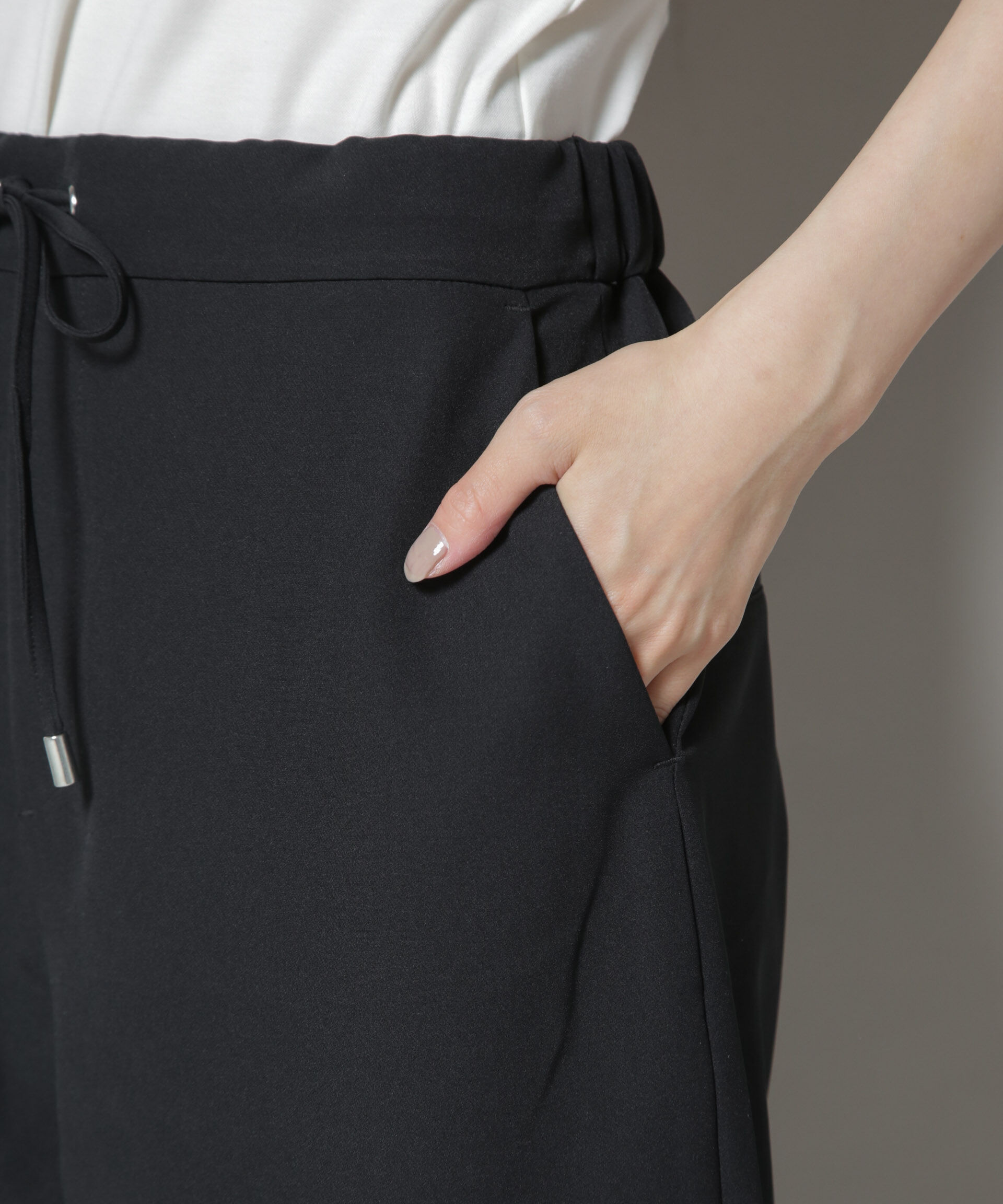 nano･universe「ウェストドロストワイドストレートパンツ」|チノ|