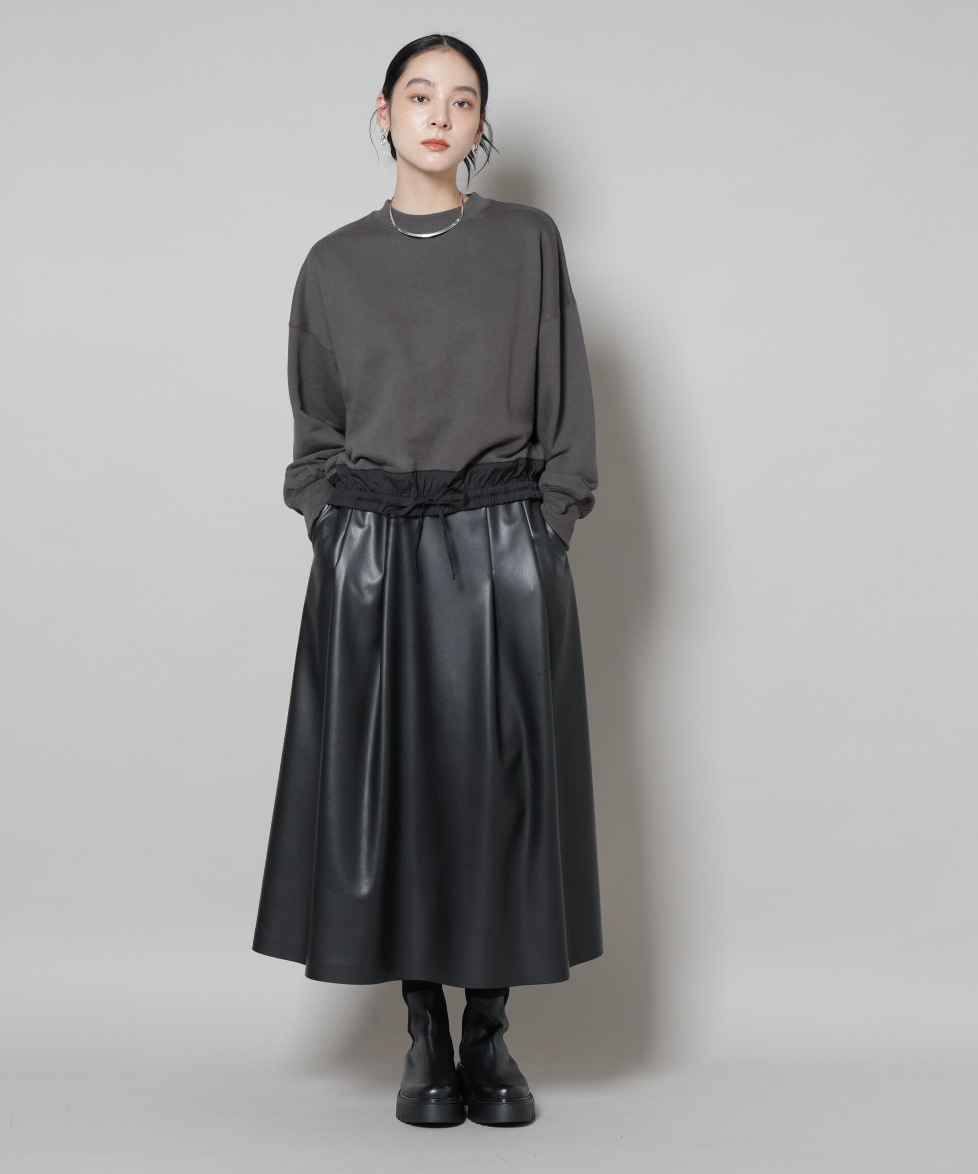 nano･universe「ブロード切替クルーネック裏毛トップス」|Tシャツ・カットソー|