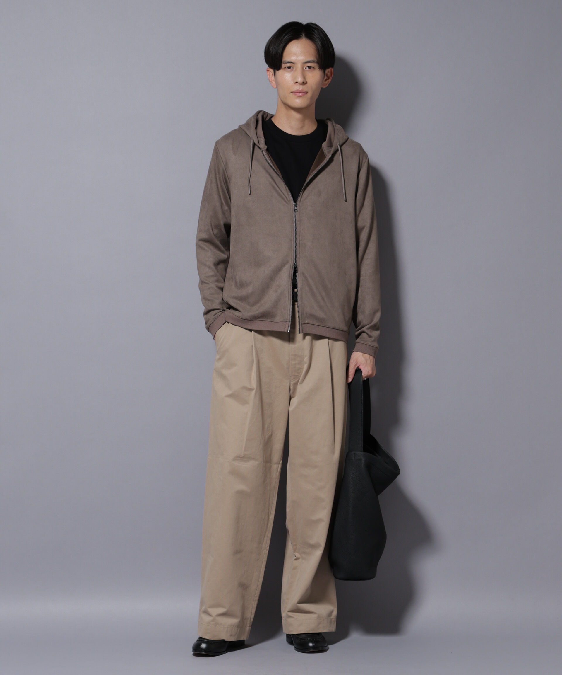 nano･universe「フェイクスエードZIPフーディー 長袖」|Tシャツ・カットソー|