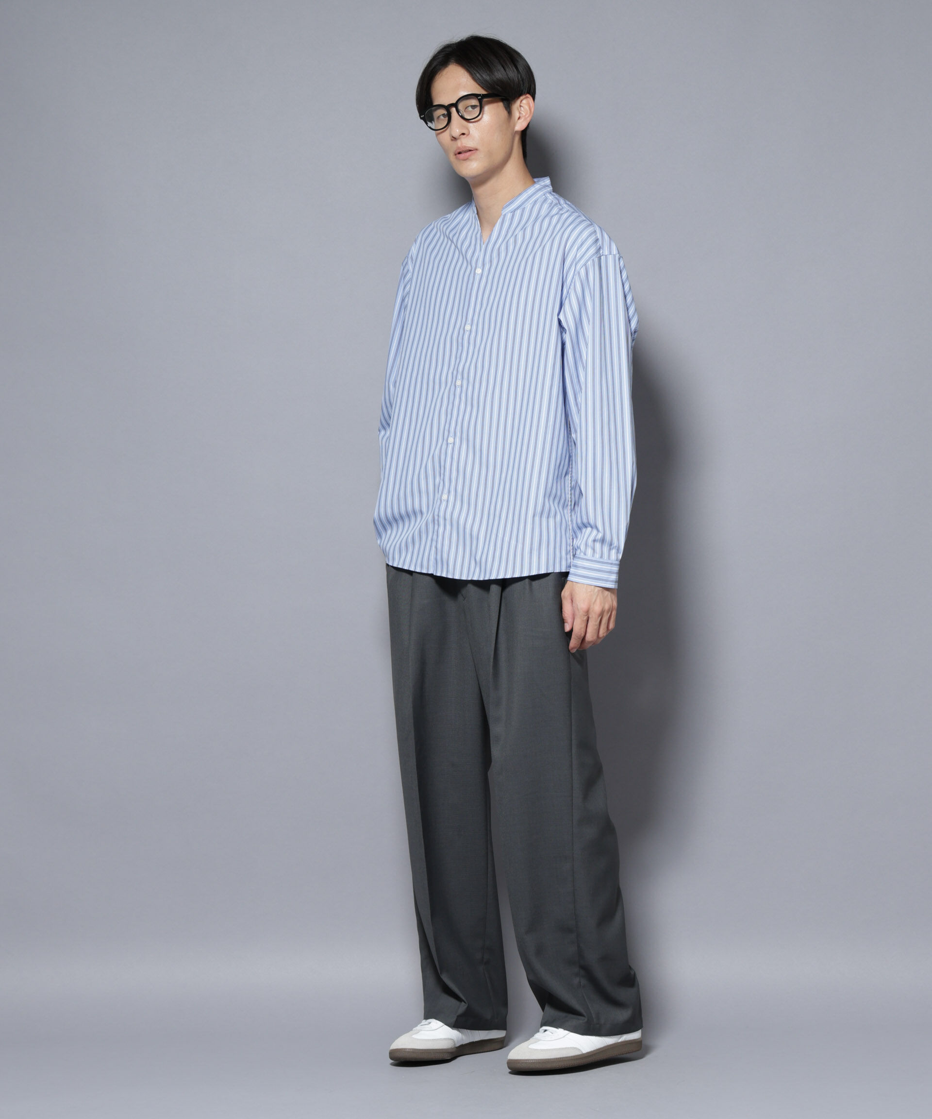 nano･universe「「大人のワイドシャツ」バンドカラー 長袖」|シャツ・ブラウス|