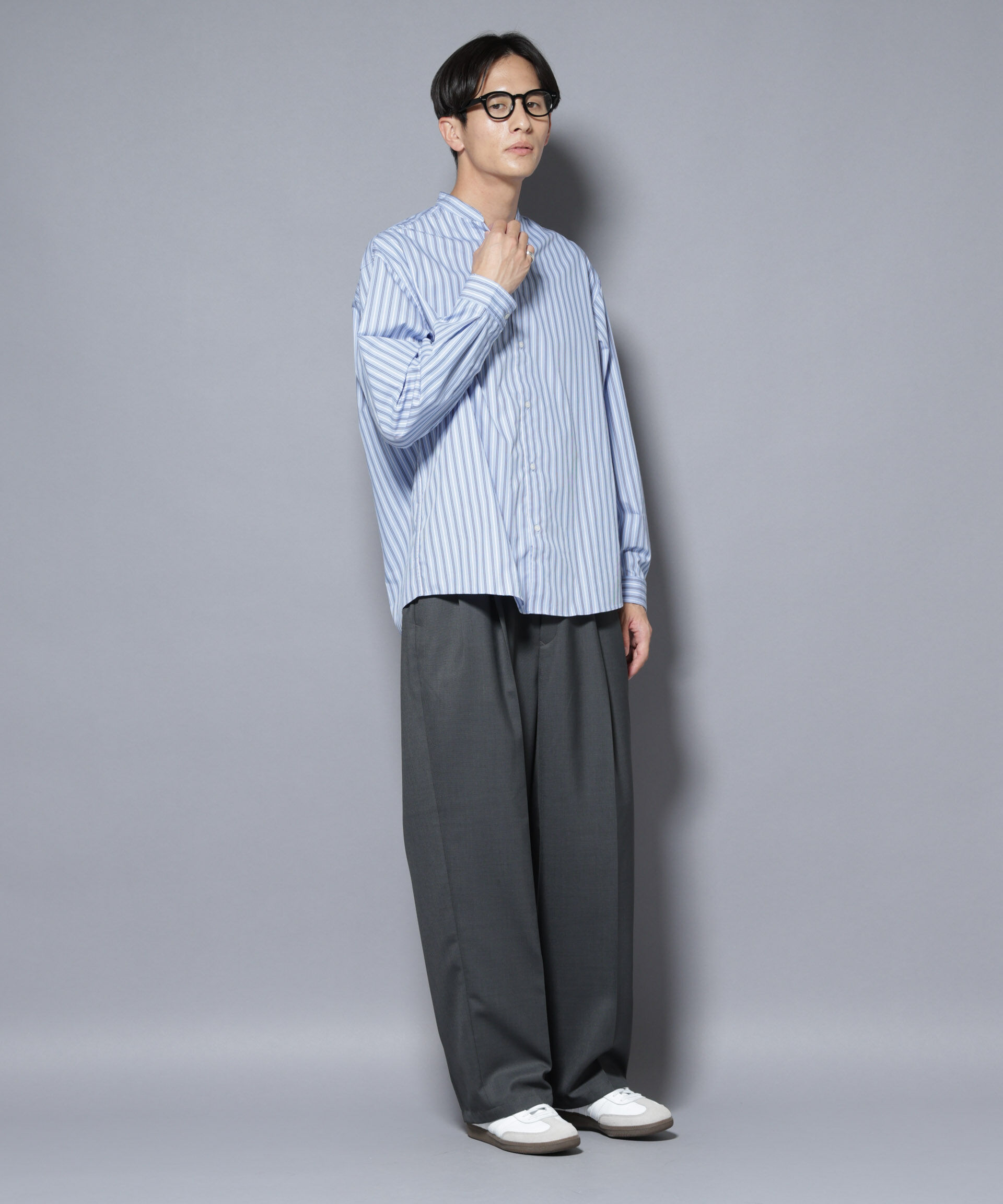 nano･universe「「大人のワイドシャツ」バンドカラー 長袖」|シャツ・ブラウス|