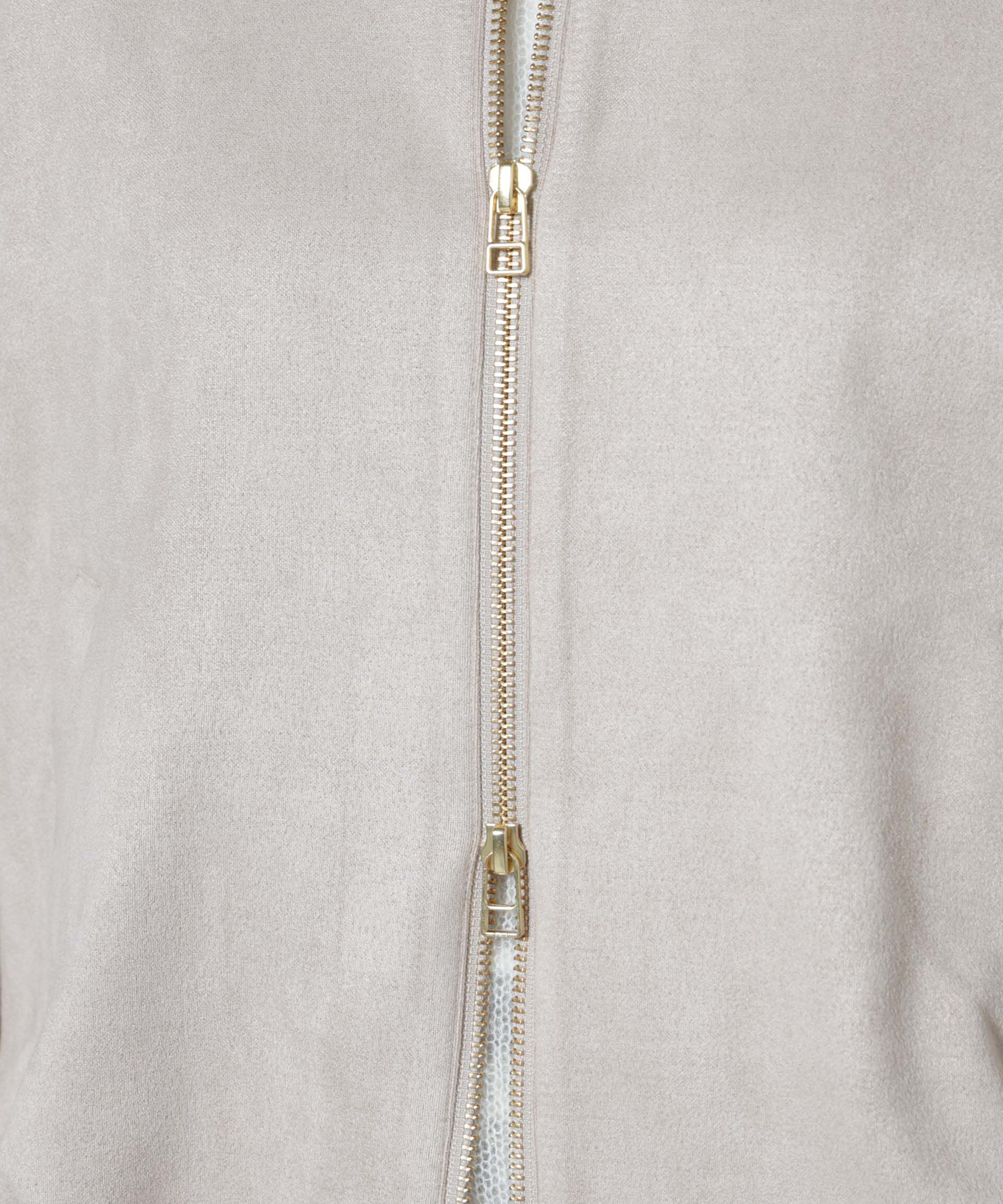 nano･universe「フェイクスエードボンディングノーカラーブルゾン」|ブルゾン・スタジャン|