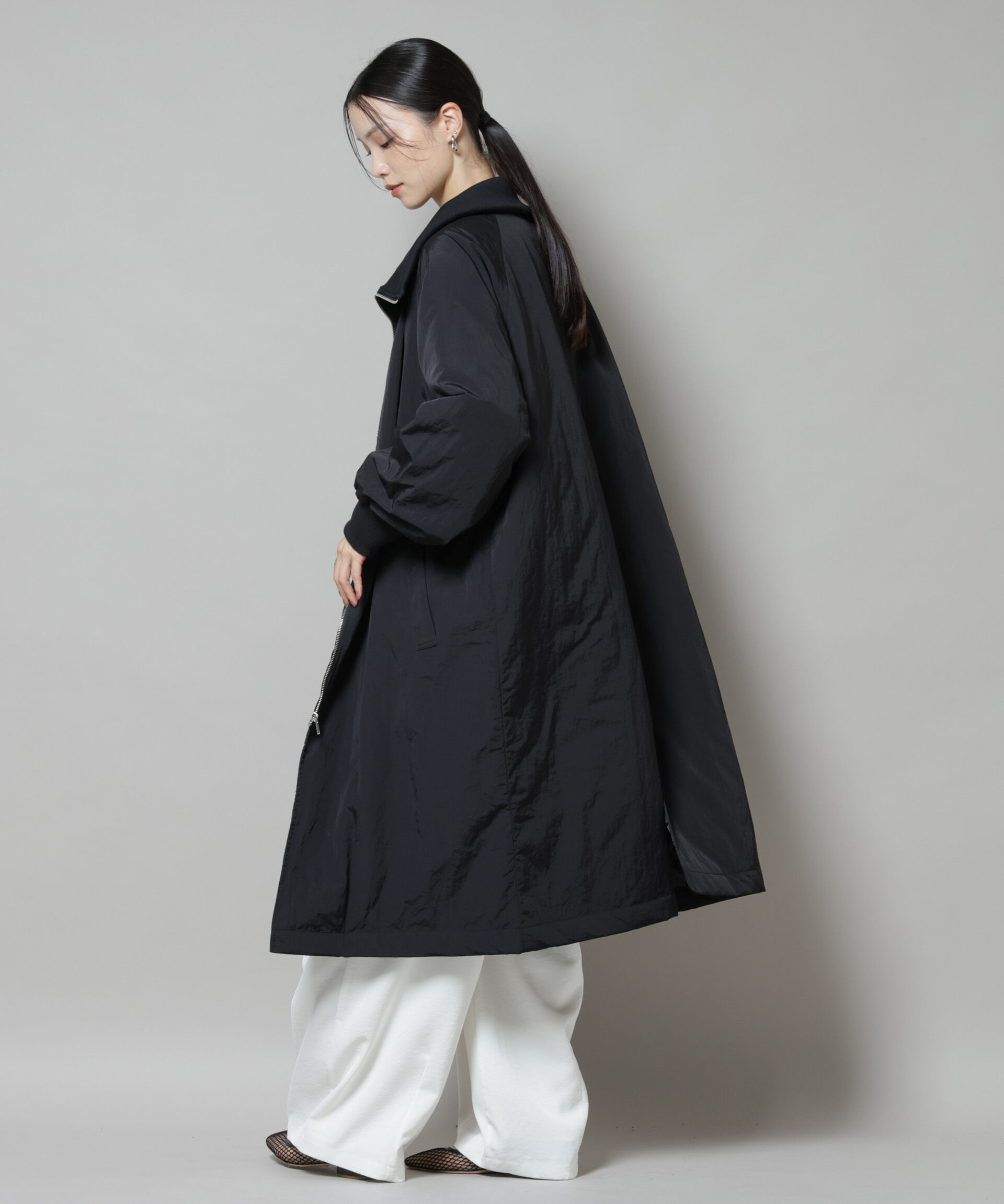nano･universe「撥水加工・機能中綿 ジップアップリブロングコート」|その他|