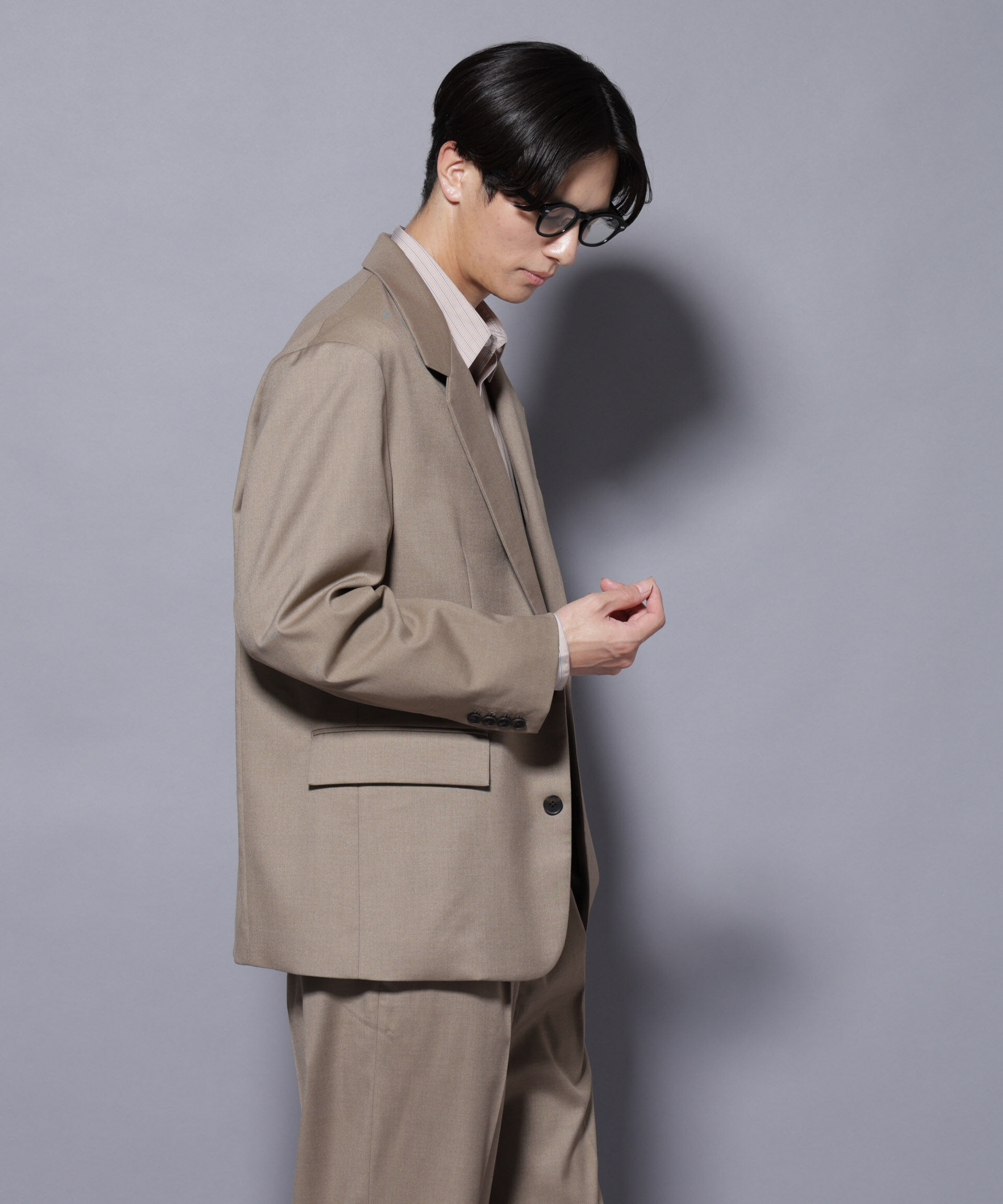 nano･universe「DELEGANTEｴｱﾘｰｻｷｿﾆｰ ｸﾞﾘｯﾀｰｽﾄﾗｲﾌﾟﾃｰﾗｰﾄﾞｼﾞｬ」|テーラードジャケット|