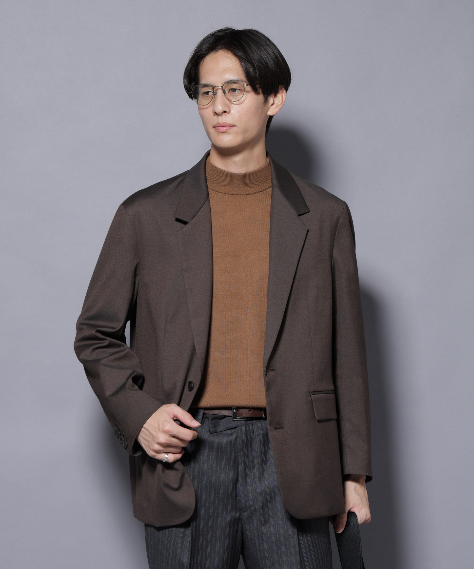 nano･universe「DELEGANTEｴｱﾘｰｻｷｿﾆｰ ｸﾞﾘｯﾀｰｽﾄﾗｲﾌﾟﾃｰﾗｰﾄﾞｼﾞｬ」|テーラードジャケット|