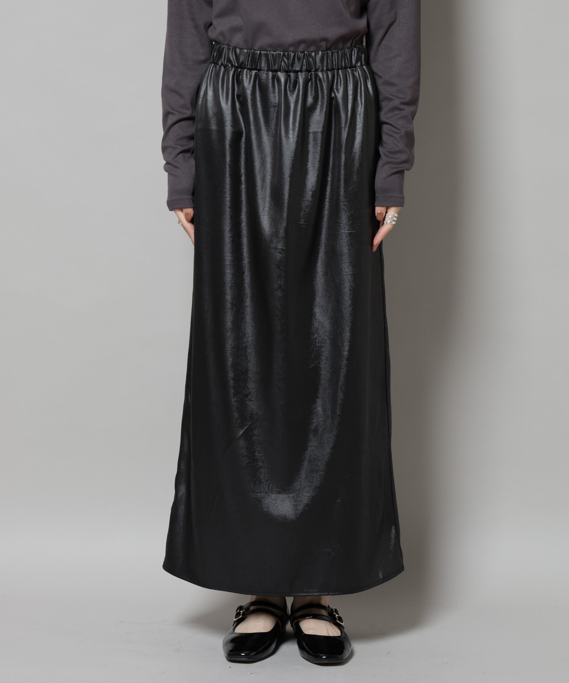 nano･universe「レザーライクシャイニースカート」|スカート|