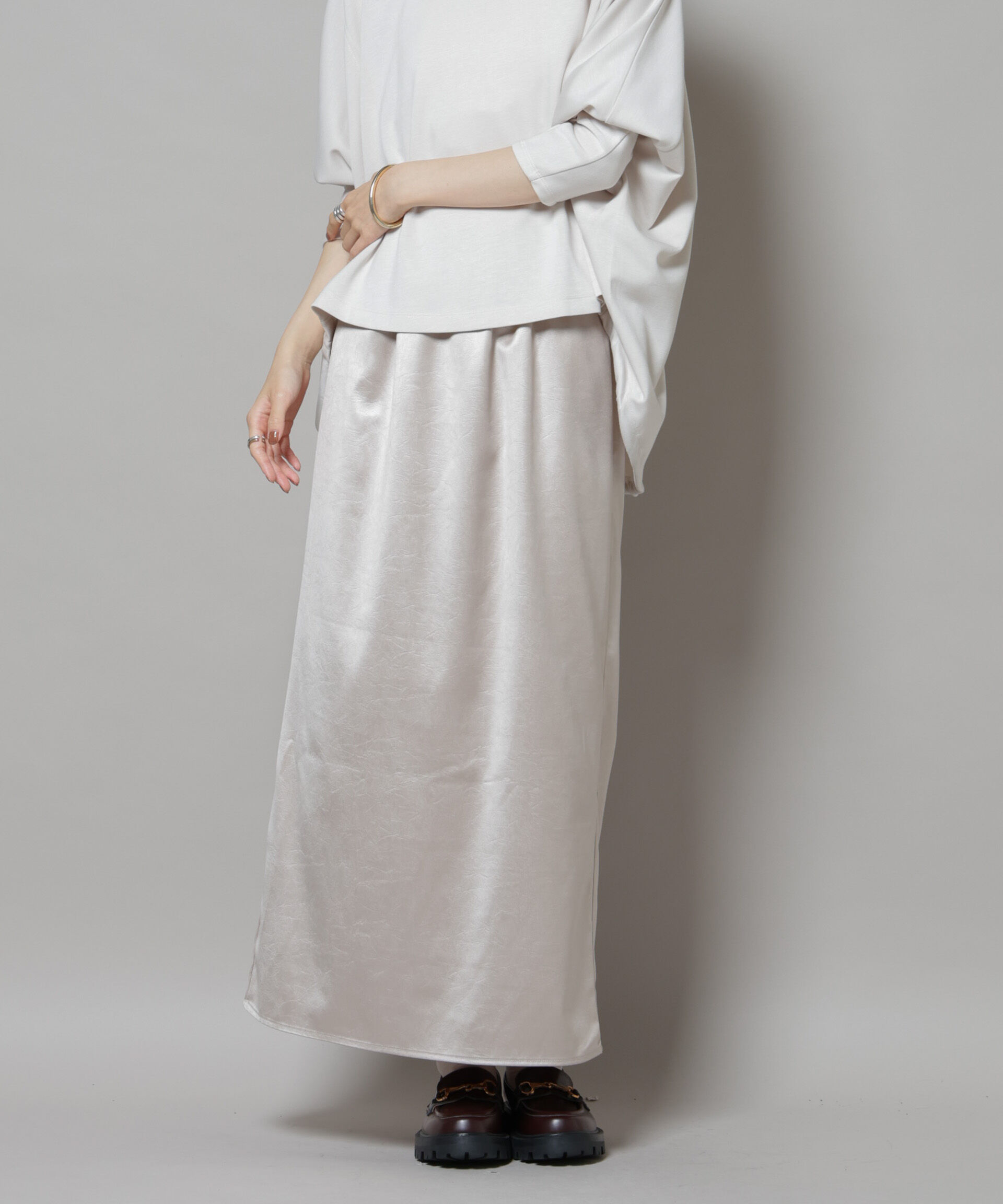 nano･universe「レザーライクシャイニースカート」|スカート|