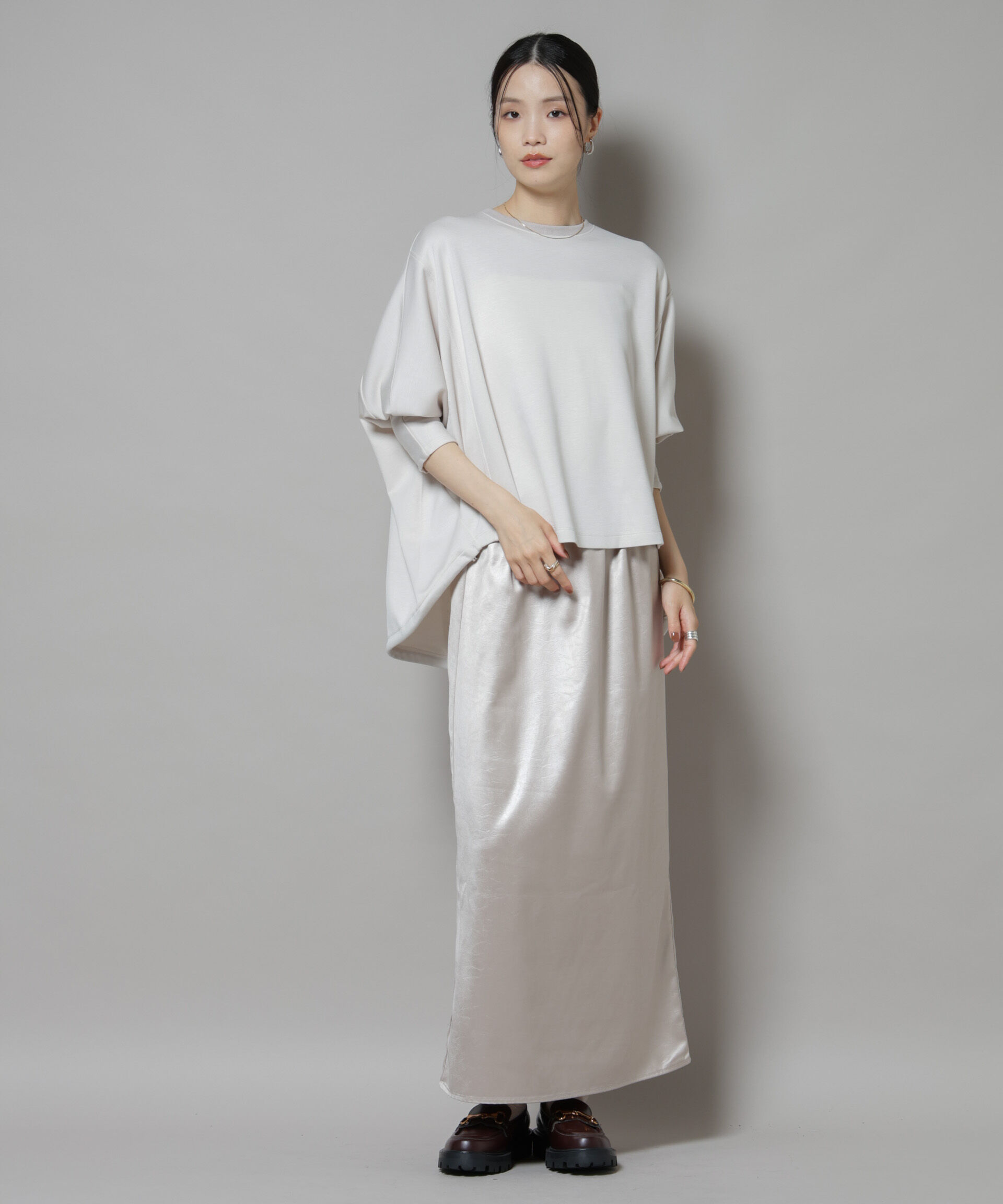 nano･universe「レザーライクシャイニースカート」|スカート|