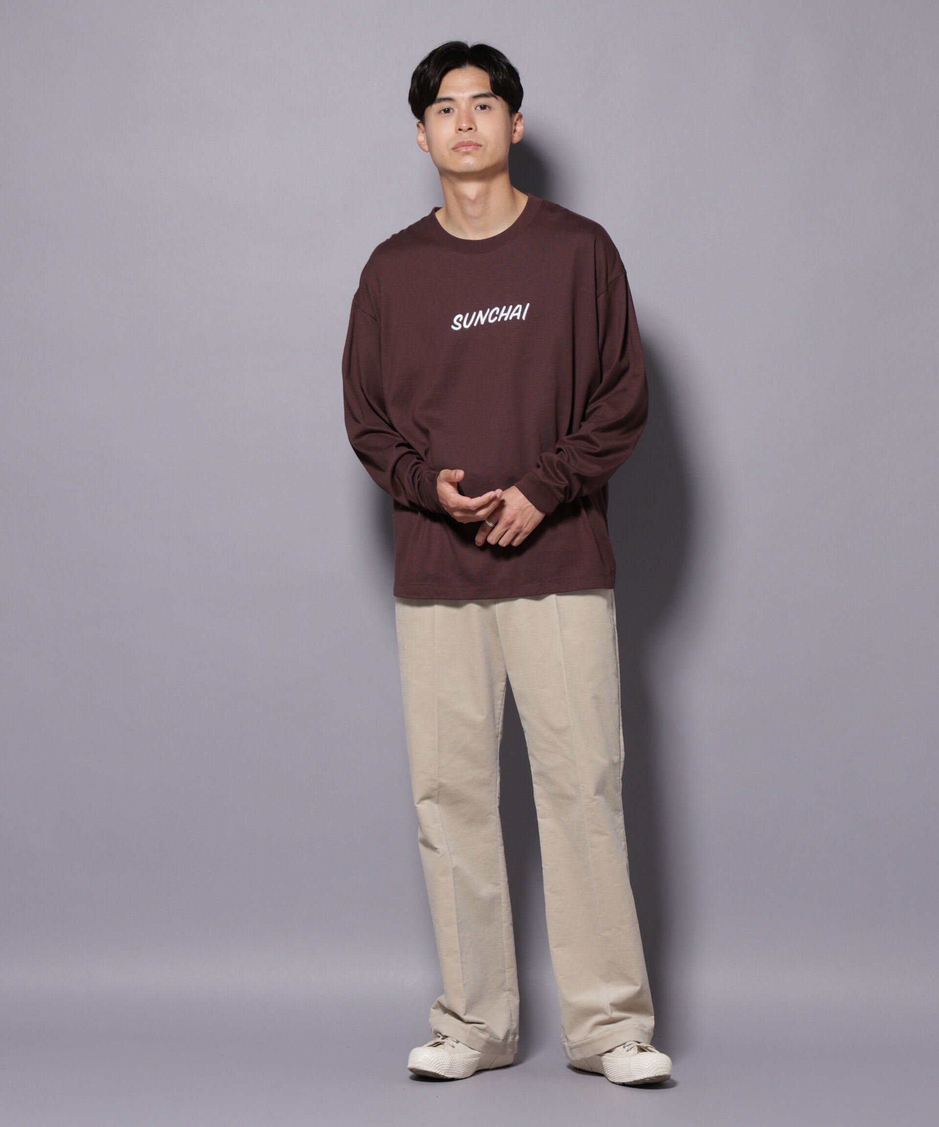 nano･universe「Anti Soaked(R)&times;SUNCHAI ロゴ刺繍 汗染み防止 Tシャツ長袖」|Tシャツ・カットソー|