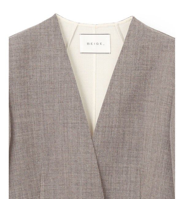 BEIGE,「GRANET / ノーカラーリバージャケット」|ノーカラージャケット|