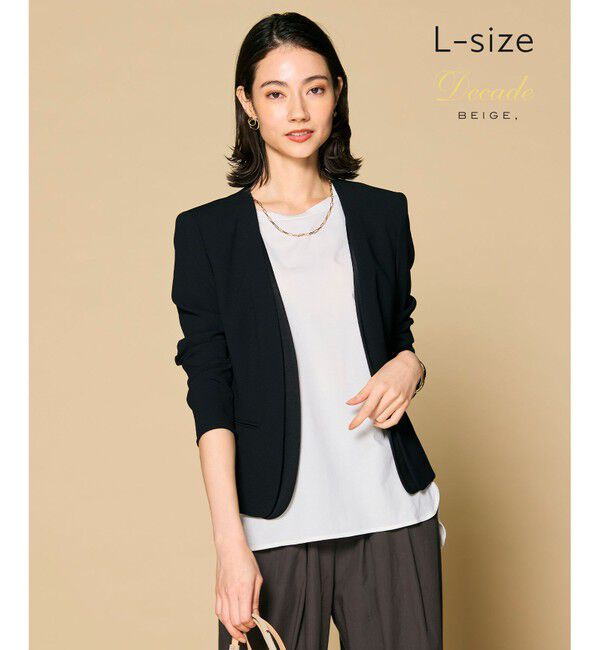 BEIGE,「【L-size】CINDY / ダブルカラージャケット」|ノーカラージャケット|Black&times;Black