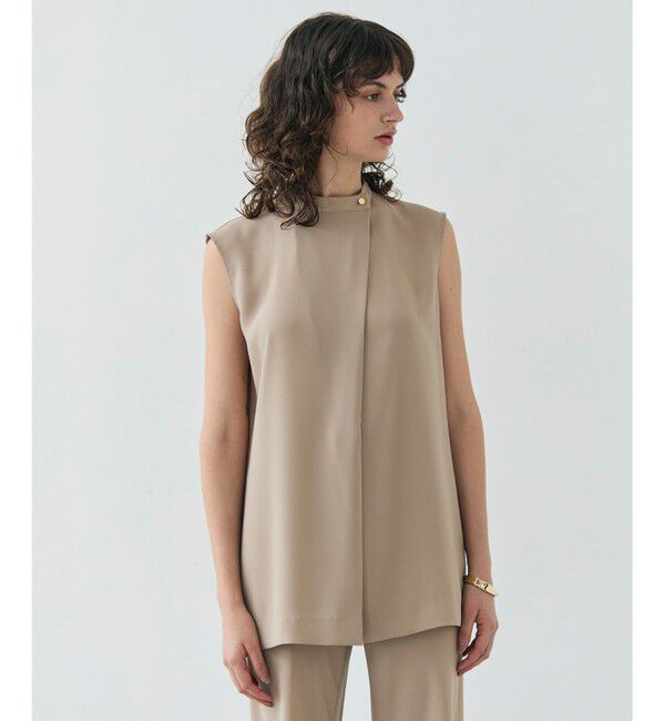 BEIGE,「【洗える】FLEUR / フロントボタンノースリーブブラウス」|シャツ・ブラウス|Beige