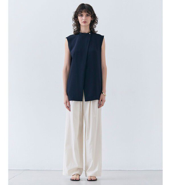 BEIGE,「【洗える】FLEUR / フロントボタンノースリーブブラウス」|シャツ・ブラウス|