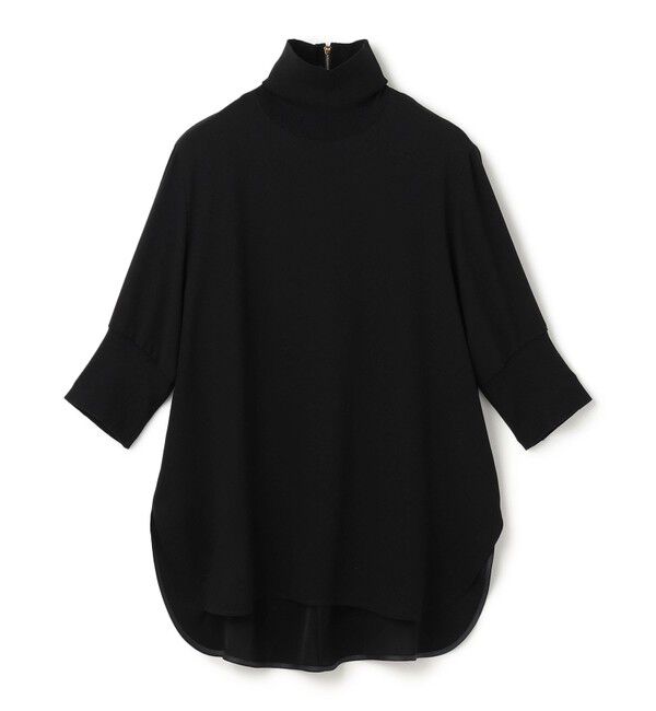 BEIGE,「【洗える】FLEUR / ニットコンビハイネック半袖ブラウス」|シャツ・ブラウス|