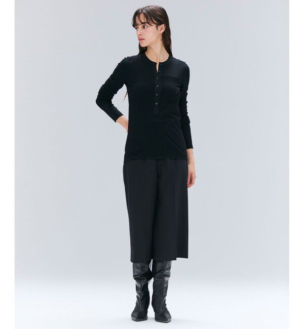 BEIGE,「【洗える・GISELe 10月号掲載】FORD / ウール配色メローヘンリーネックカットソー」|Tシャツ・カットソー|