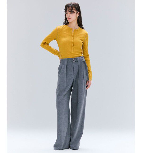 BEIGE,「【洗える・GISELe 10月号掲載】FORD / ウール配色メローヘンリーネックカットソー」|Tシャツ・カットソー|