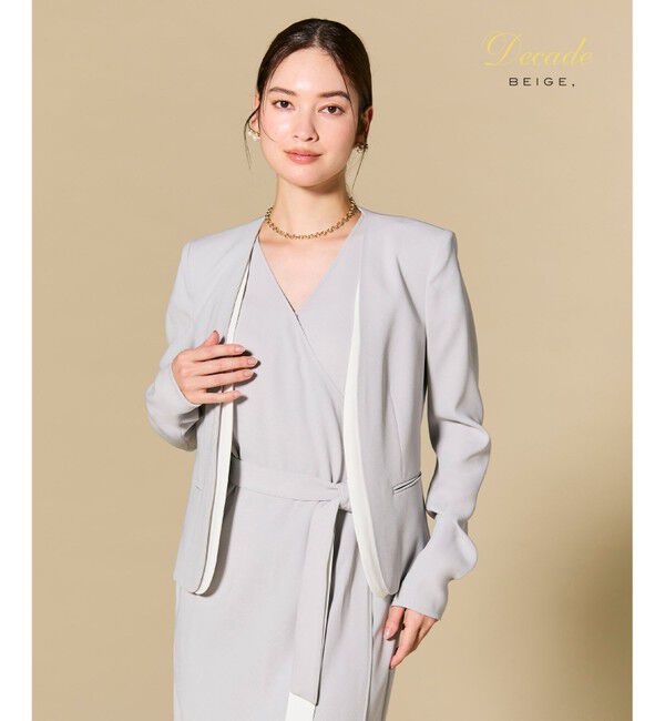 BEIGE,「【セットアップ対応】CINDY / ダブルカラージャケット」|ノーカラージャケット|L.Gray &times; White