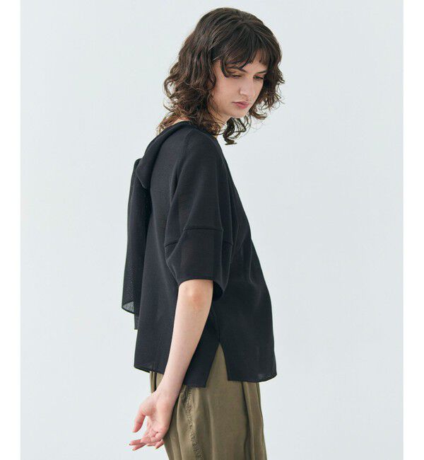 BEIGE,「LIATRIS / バックリボン ハーフスリーブブラウス」|シャツ・ブラウス|Black