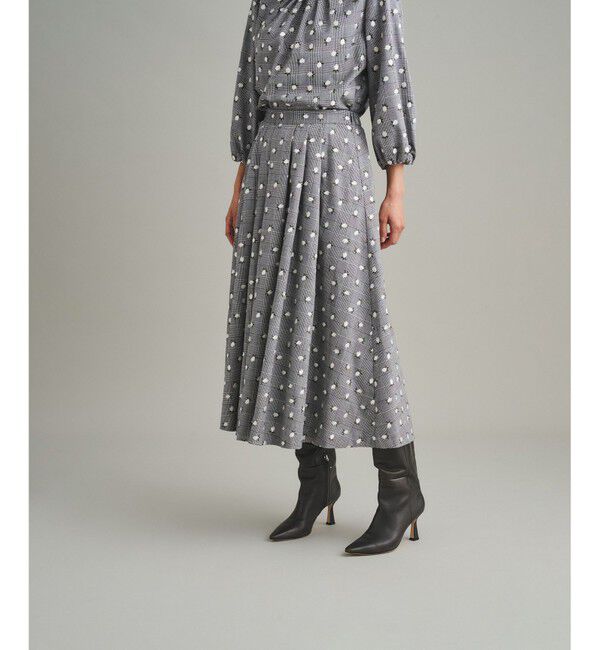 GRACE CONTINENTAL「チェックフラワータックスカート」|スカート|