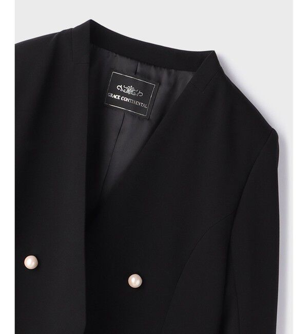 GRACE CONTINENTAL「パールボタンノーカラージャケット」|ノーカラージャケット|