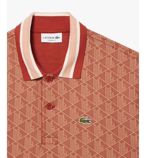 LACOSTE「モノグラムジャカード半袖ポロシャツ」|ポロシャツ|