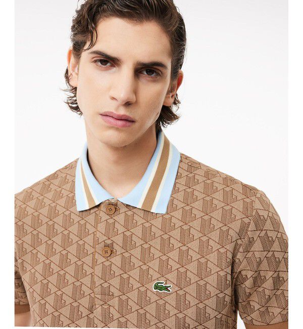LACOSTE「モノグラムジャカード半袖ポロシャツ」|ポロシャツ|