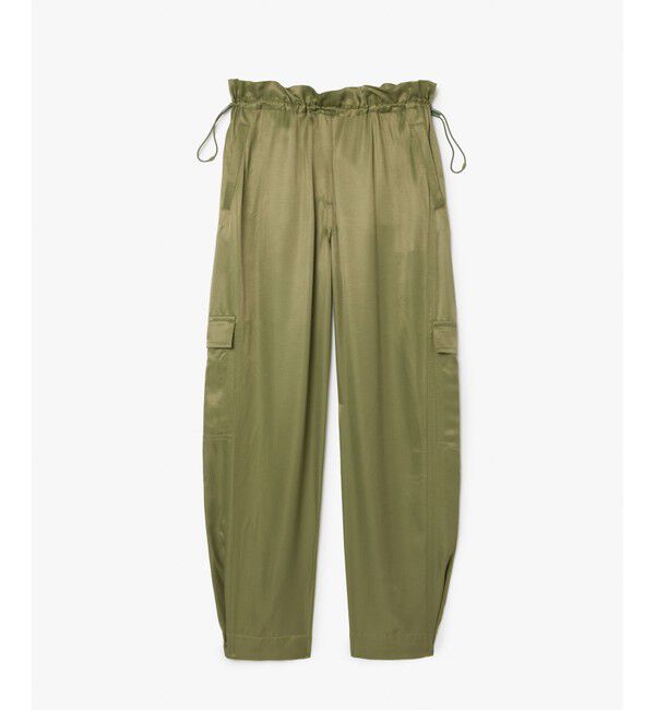 LACOSTE「ドロストコード ルーズフィットサテンカーゴパンツ / サテンパンツ 裾ボタン」|カーゴ|