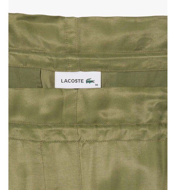 LACOSTE「ドロストコード ルーズフィットサテンカーゴパンツ / サテンパンツ 裾ボタン」|カーゴ|