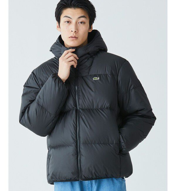 LACOSTE「撥水 バックステッチ スタンドカラー フーデッドダウンジャケット」|ダウン|