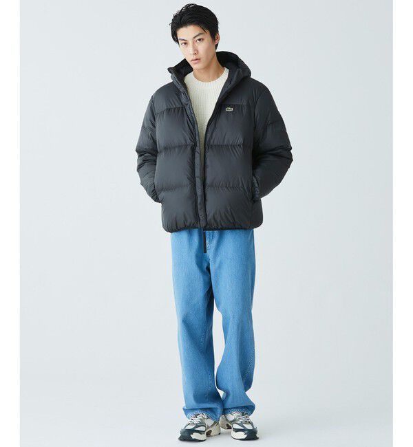 LACOSTE「撥水 バックステッチ スタンドカラー フーデッドダウンジャケット」|ダウン|