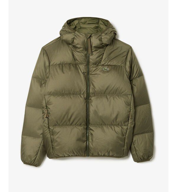 LACOSTE「撥水 バックステッチ スタンドカラー フーデッドダウンジャケット」|ダウン|