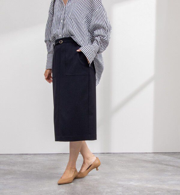 NOLLEY'S sophi「ウォッシャブルウール調ベルト付きタイトスカート」|タイト|