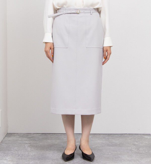 NOLLEY'S sophi「ウォッシャブルウール調ベルト付きタイトスカート」|タイト|
