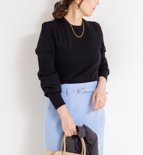 NOLLEY'S sophi「【MARILYN MOON/マリリーンムーン】14G wool modern sleeve top」|ニット・セーター|ブラック