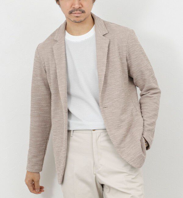 Stutostein「《ビジカジ対応》ツィードジャージーテーラーCD 26SS」|カーディガン|ベージュ
