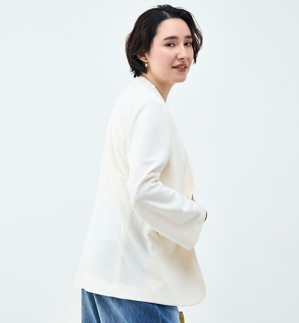 Rie Miller「ウォッシャブルノーカラージャケットジョーゼットダンボール」|ノーカラージャケット|