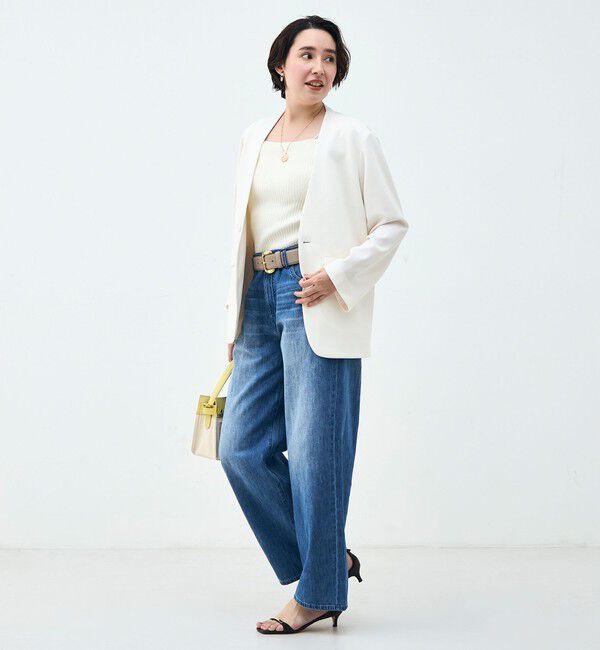 Rie Miller「ウォッシャブルノーカラージャケットジョーゼットダンボール」|ノーカラージャケット|