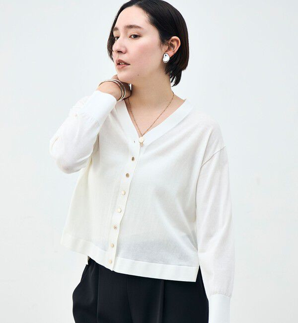 NOLLEY'S「【一部WEB限定カラー】《手洗い可能》エアリータッチゆったりVネックカーディガン」|カーディガン|オフホワイト