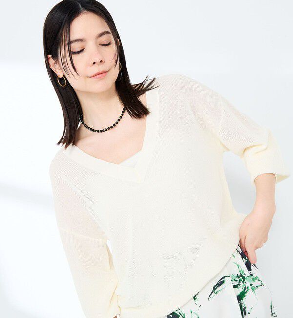 NOLLEY'S sophi「《手洗い可能》ペーパー混深V片畦プルオーバー」|ニット・セーター|