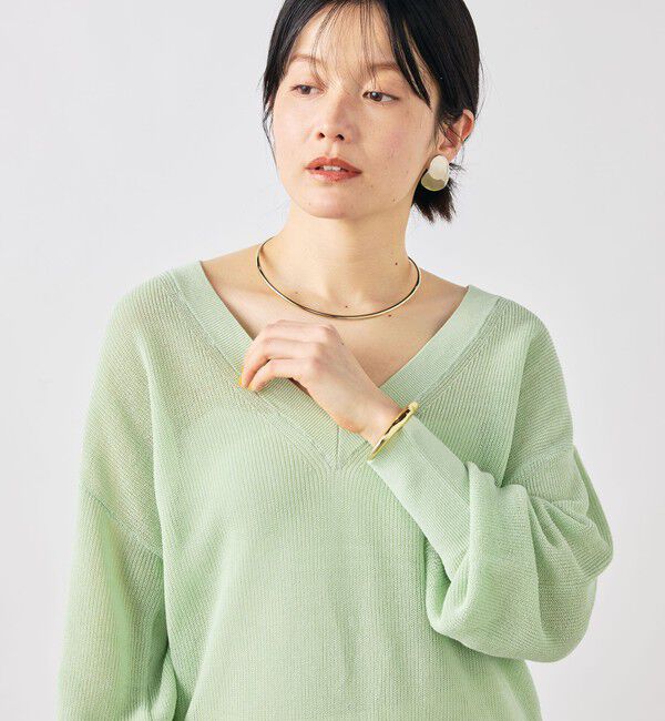 NOLLEY'S sophi「《手洗い可能》ペーパー混深V片畦プルオーバー」|ニット・セーター|