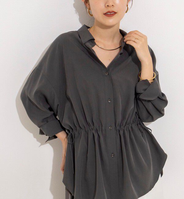 NOLLEY'S「《セットアップ対応》ウォッシャブルサンドウォッシュシャツ」|シャツ・ブラウス|チャコールグレー