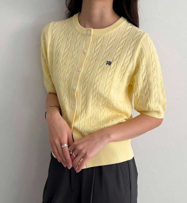 fredy emue「FR刺繍ケーブル柄半袖カーディガン」|カーディガン|