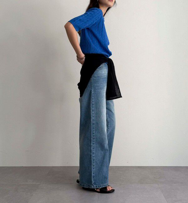 fredy emue「FR刺繍ケーブル柄半袖カーディガン」|カーディガン|