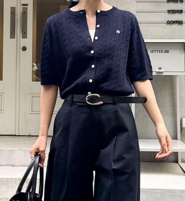 fredy emue「FR刺繍ケーブル柄半袖カーディガン」|カーディガン|