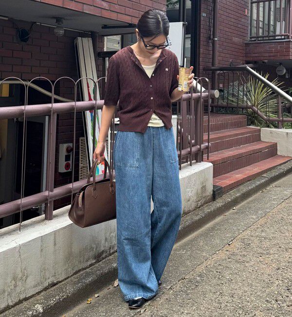 fredy emue「FR刺繍ケーブル柄半袖カーディガン」|カーディガン|