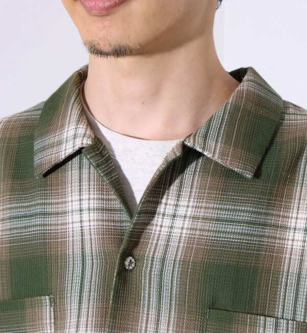 GLOSTER「【残暑にも快適なさらっとシャツ】ワッフルチェック ロングスリーブシャツ オンブレチェック」|シャツ・ブラウス|