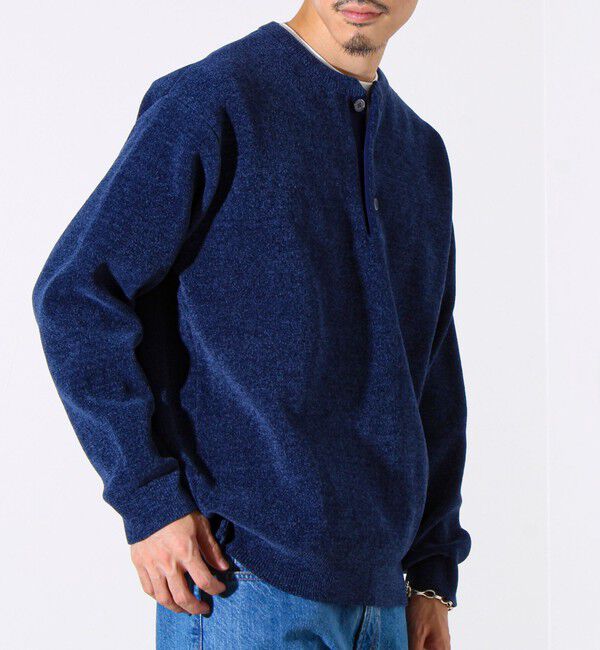 GLOSTER「【昨年人気アイテム再登場！チクチクしないニット】モールバックボーダー ヘンリーネックニット」|ニット・セーター|