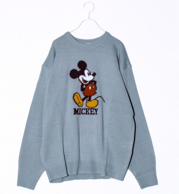 GLOSTER「【MICKEY&JERRY】UNISEX シャギージャガードニット」|ニット・セーター|サックス